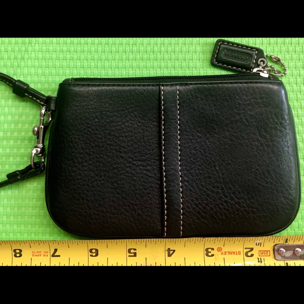Coach black leather wristlet